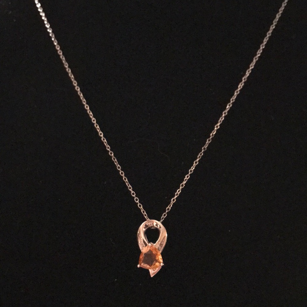 Sterling Silver Citrine & Dia Pendant - Picture 1 of 1